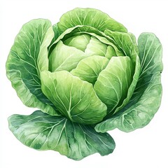 Obraz premium Fresh green cabbage with layered leaves in natural, vibrant hues