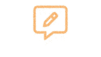 Icon comment alt edit is made of yellow grains of sand. Some grains of sand fall down. Transparent background. Black