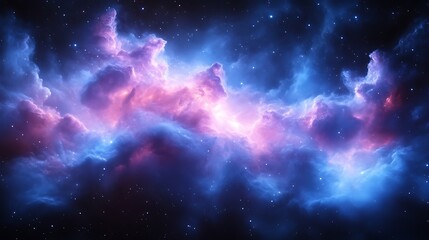 Fototapeta premium Celestial Nebula Pink Blue Cosmic Cloudscape Stars