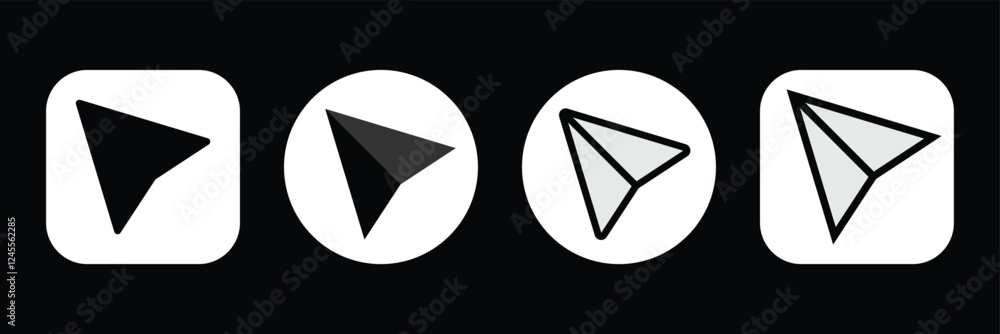 Poster share icon set. arrow symbol, reply send forward icons button. send message icon. external link icon