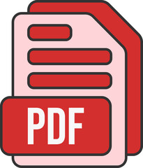 PDF File Format Icon Lineal Color