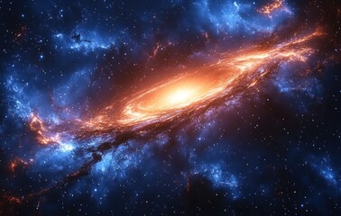 Fototapeta premium Galactic Radiance and Cosmic Wonders in a Spiral Galaxy with a Black Hole and Starlight