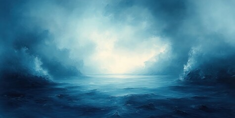 Abstract Impressionism Blue Aqua Background with Textured Light