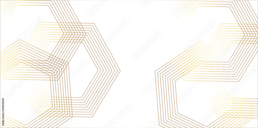 Aufkleber abstract white and golden lines 3d hexagonal structure futuristic background. modern simple style he