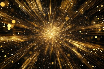 Fototapeta premium Captivating golden fireworks explode in the night sky, dynamic celebration light display perfect for events and festive occasions