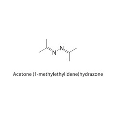 Acetone (1-methylethylidene)- hydrazone skeletal structure.Hydrazone compound schematic illustration. Simple diagram, chemical structure.