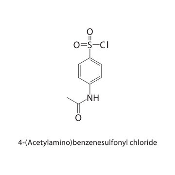 4-(Acetylamino)benzenesulfonyl chloride skeletal structure.Sulfonyl Chloride compound schematic illustration. Simple diagram, chemical structure.