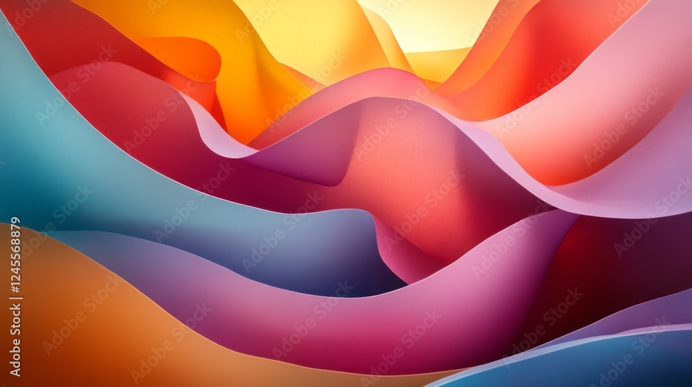 Poster Layers of rich, flowing colors create an abstract landscape that feels alive and dynamic. The interplay of light and shadow enhances the sense of depth and movement