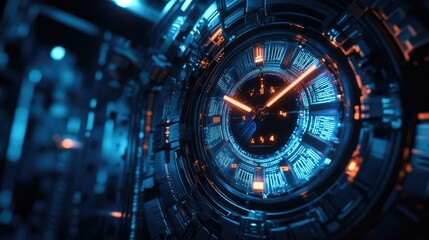Naklejka premium Futuristic sci-fi interior of a spaceship,