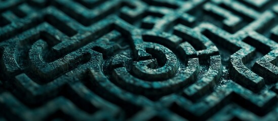 Intricate Stone Labyrinth: A Teal Maze of Complexity and Mystery