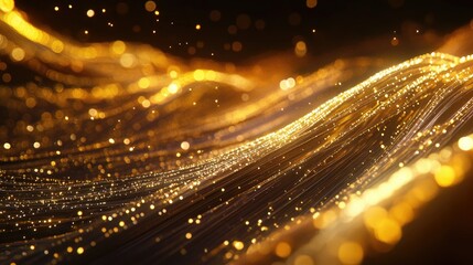 Abstract digital background featuring flowing waves of light,