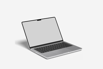 Realistic Laptop Screen Mockup on White Background