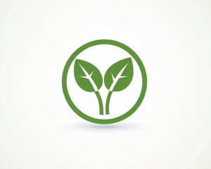 Eco Green Leaf Icon in Circle - Symbol of Nature, Organic and Sustainability