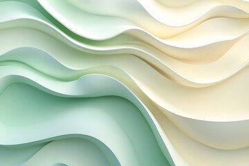 Obraz premium Abstract pastel green and cream wave pattern