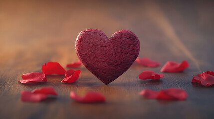Fototapeta premium red hearts on a wooden background