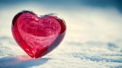 Fototapeta premium red heart in snow