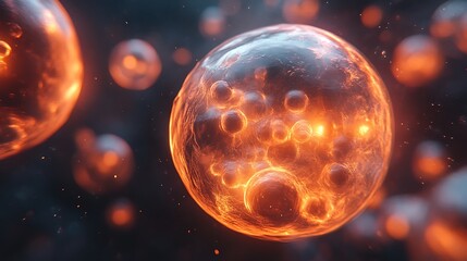 Fiery Celestial Sphere Illuminated In Deep Space