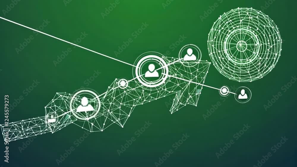 Poster connecting the dots: an abstract illustration depicting a network of connected people and data point
