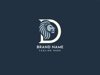 D letter lion logo 