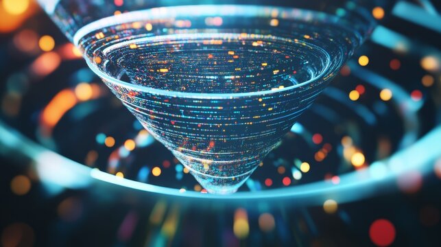 marketing funnel and data analytics used by a team of sales consultant to analyze leads generation, conversion rate, and sales performance of e commerce. multi channel advertising, customer journey.