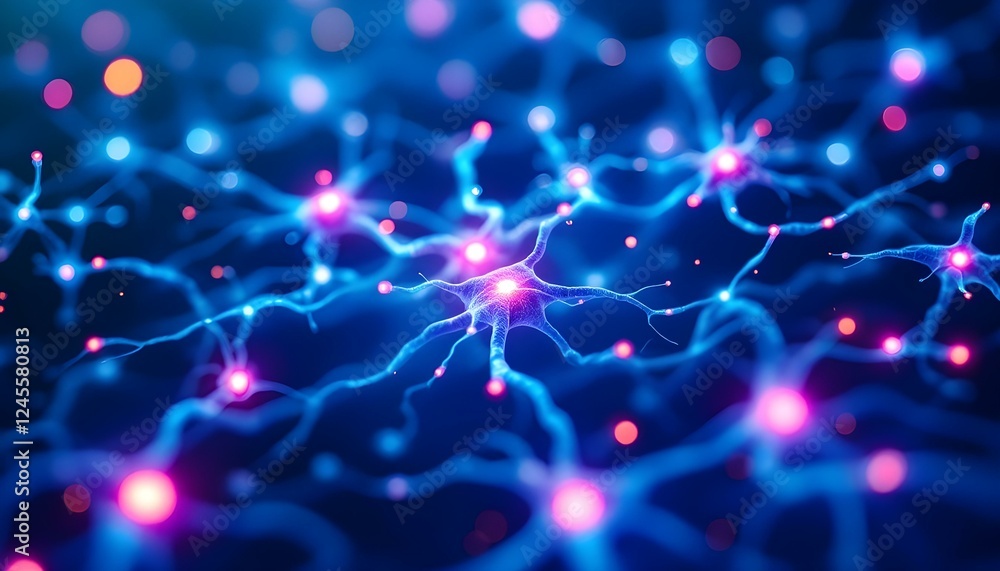 Poster Stunning Neural Network Image Glowing Synapses