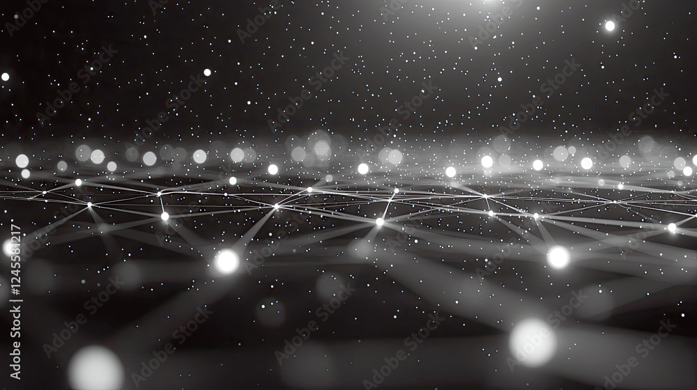 Poster abstract network connections: futuristic digital data visualization, global communication and techno