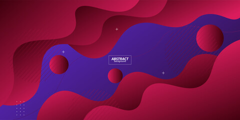 Red geometric business banner design. Creative banner design with wave and circle shape as template. Simple design on purple horizontal banner. Vector Eps10