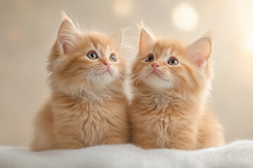 Two Short-Legged Kittens Sitting Together with Their Owner, Creating a Peaceful and Heartwarming Atmosphere in a Cozy Environment