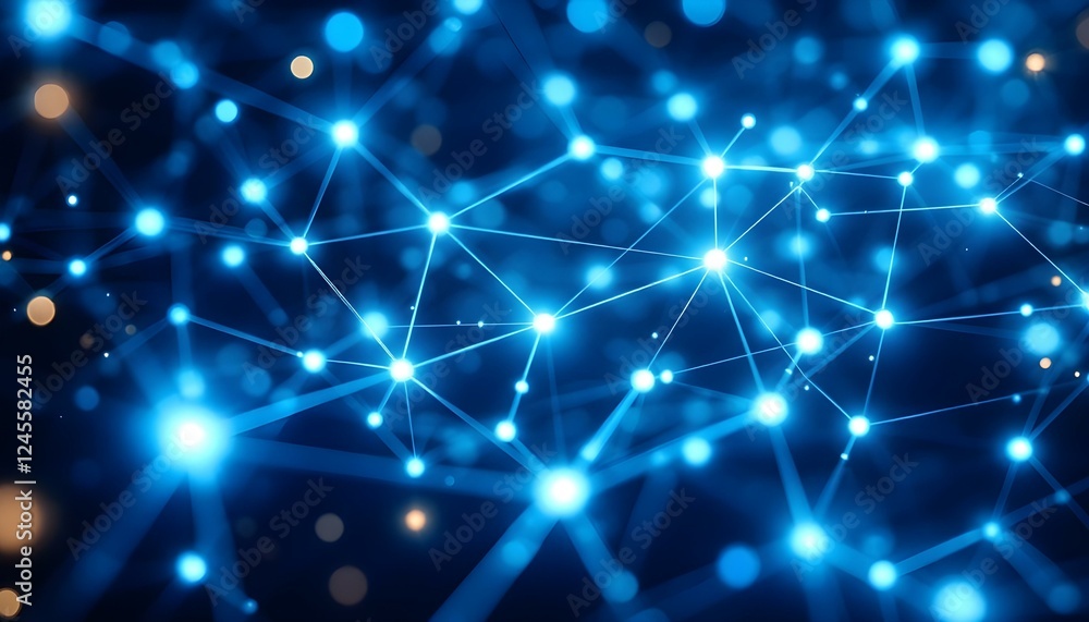 Poster abstract blue network connection background image