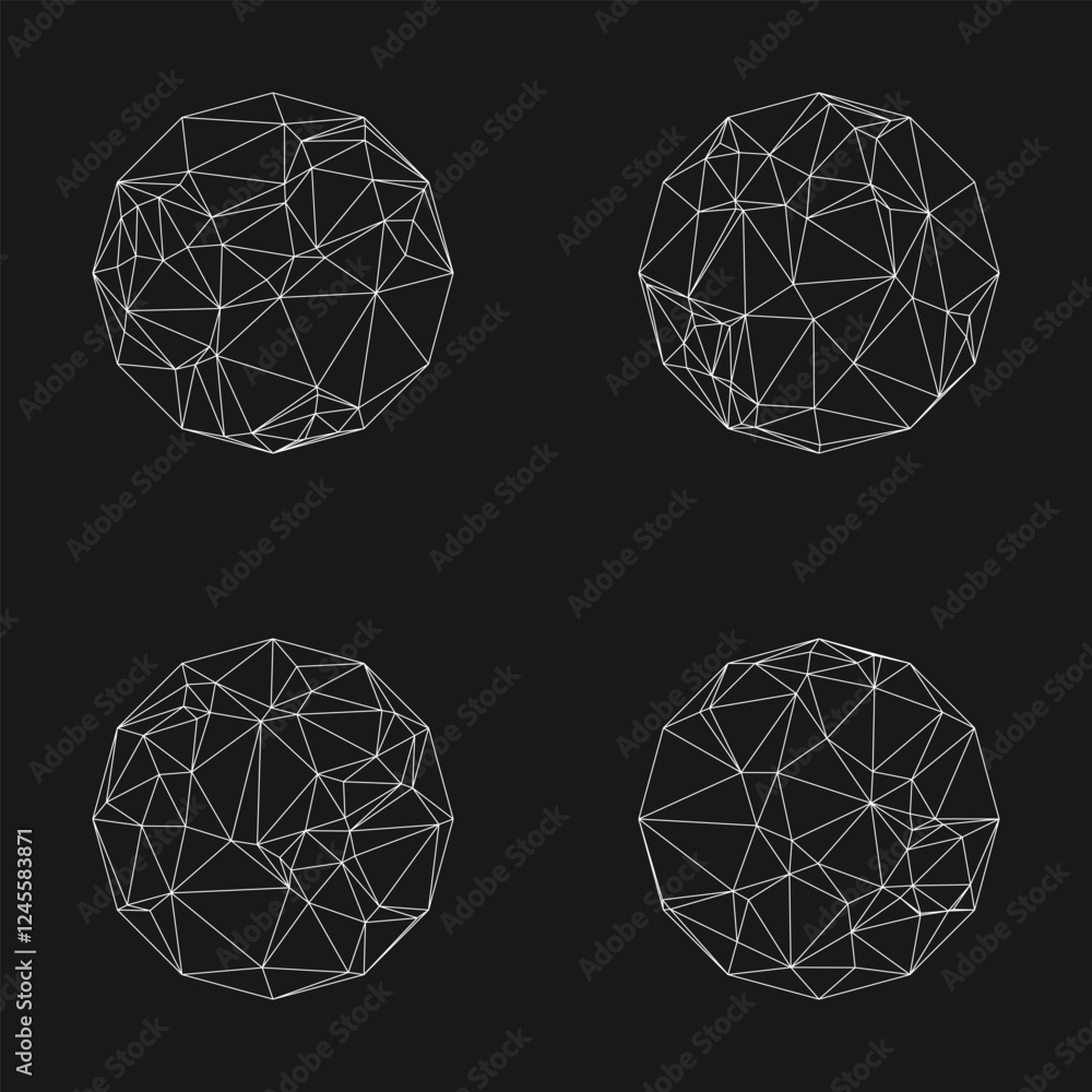 Poster futuristic polygonal data connection set elements design vector.