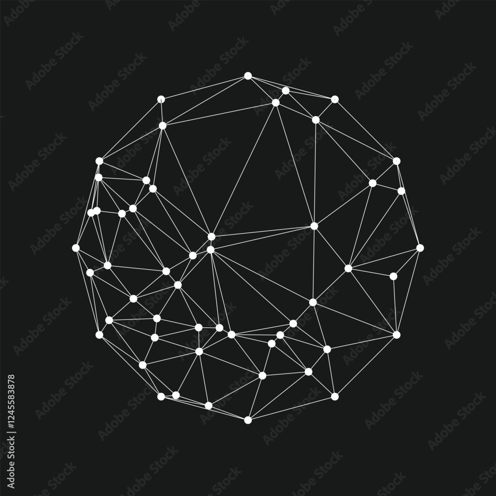 Poster polygonal world connect data lines and dots futuristic technology.