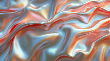 Fototapeta premium Peach Silk Fabric Texture: Elegant Drape and Soft Flowing Waves. Luxurious Pastel Background for Design Inspiration