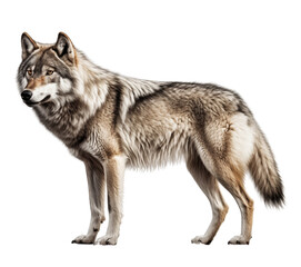Full body wolf isolated on transparent background. Generative ai