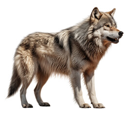 Full body wolf isolated on transparent background. Generative ai