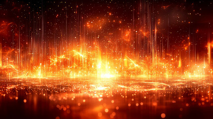 Fototapeta premium Fiery Abstract Background: Glowing Orange and Red Energy, Dynamic Shimmering Light, Warm and Bright Abstract Background