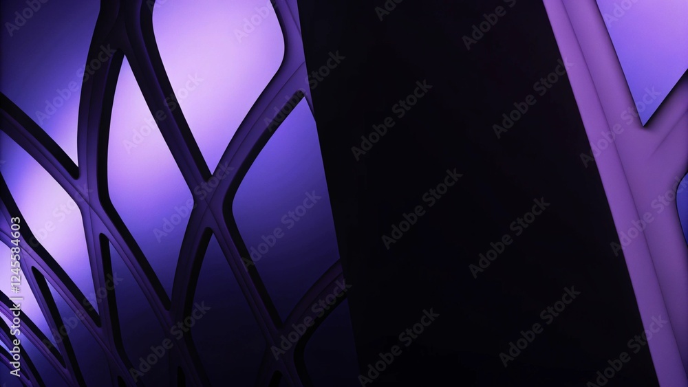 Aufkleber 3d rendering of purple and blue abstract architecture background. Cyberpunk concept. Scene for advertising, technology, hi-tech, showroom, banner, game, E-sport, business, luxury. Sci-Fi Illustration