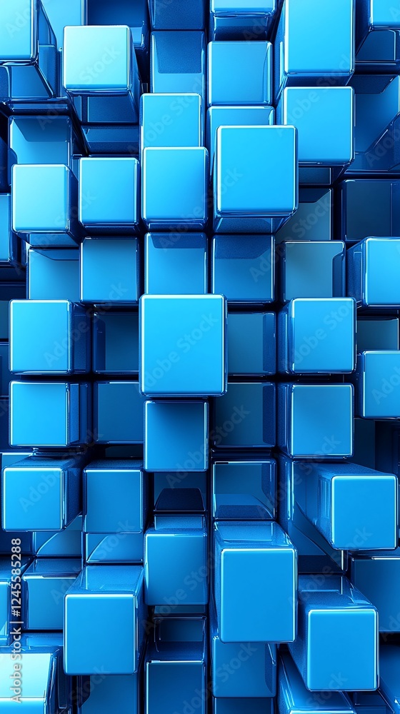 Poster abstract blue cube pattern background