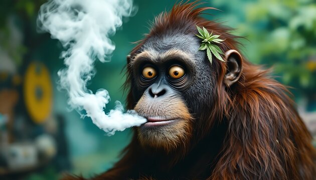 Funny Orangutan Smoking Marijuana Meme Image