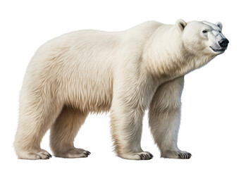 Full body polar bear isolated on transparent background. Generative ai