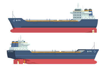 Oil Tanker Ship Vector Illustration. Fully Editable Elements Easy to Edit and Customize.