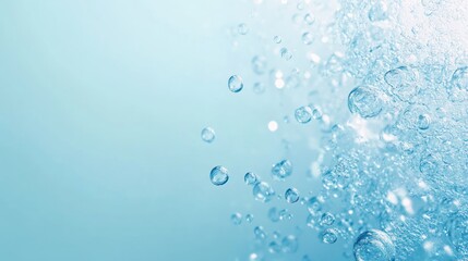 Light Blue Water Bubbles Rising, Soft Background
