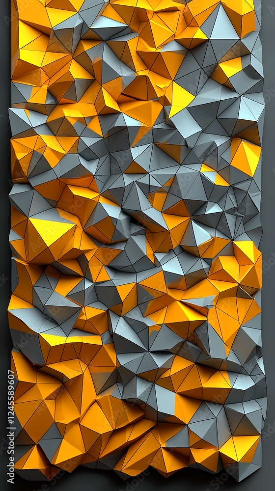 Poster abstract gray and yellow low-poly texture background