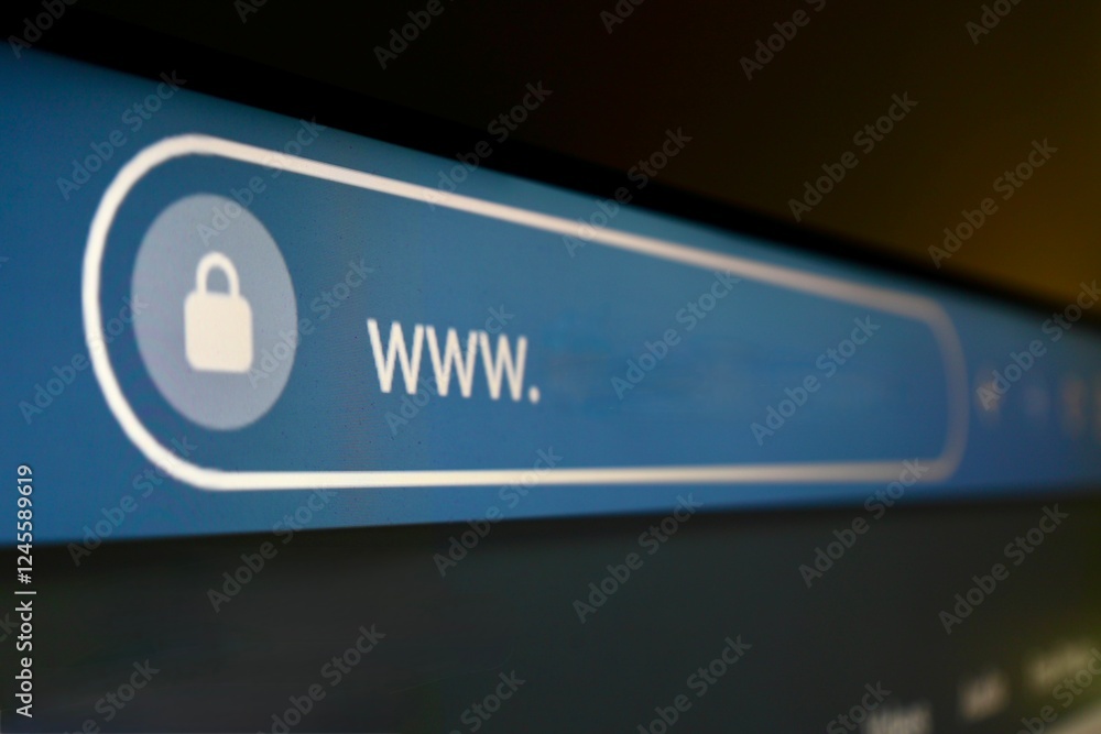 Wall mural internet browser address bar on dark background close up