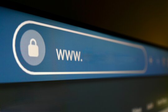 internet browser address bar on dark background close up