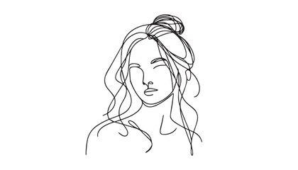 Continuous one single minimal line drawing woman