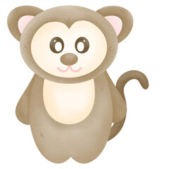 Cute monkey cartoon hand drawn transparency illustration 