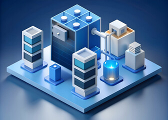 Fototapeta premium Isometric Futuristic City. A Digital Art Exploration of Modern Technology and Urban Design