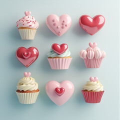 cupcake, gâteau, dessert, aliment, rose, bonbon, cupcake, glace, chocolat, anniversaire, gel, coupe, crême, gâteau, célébration, délicieux, fête, casse-croûte, bonbon, muffin, personne, cœur, valentin