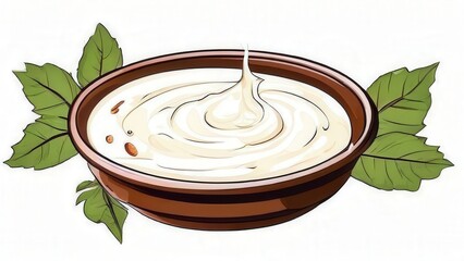 the AI Image Generator, Illustration of Yogurt Bowl with Almonds and Cinnamon