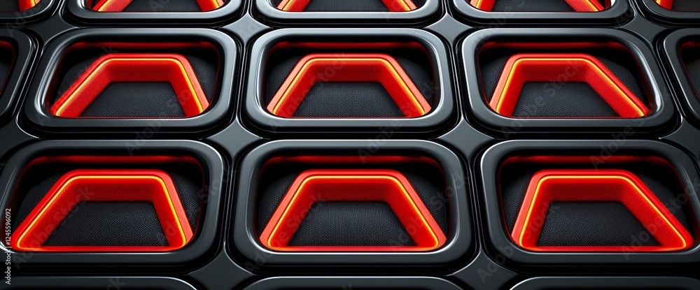 Leinwandbilder Abstract red neon grid pattern.  Background texture for tech design